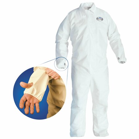 KLEENGUARD A40 Breathable Back Coverall with Thumb Hole, Large, White/Blue, 25PK 42526